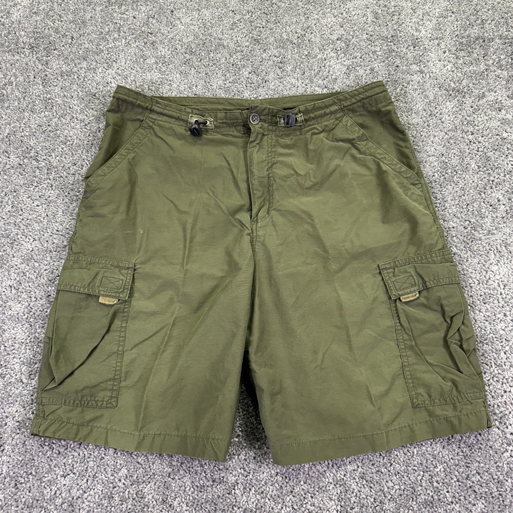 Cherokee Cargo Shorts Mens 36 Green Cotton Nylon Elastic Waist Outdoor Casual